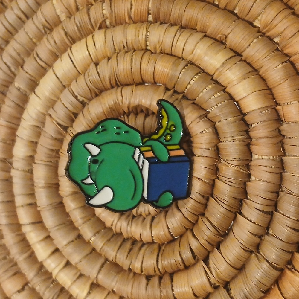 NEW Studious Green Dinosaur Enamel Pin